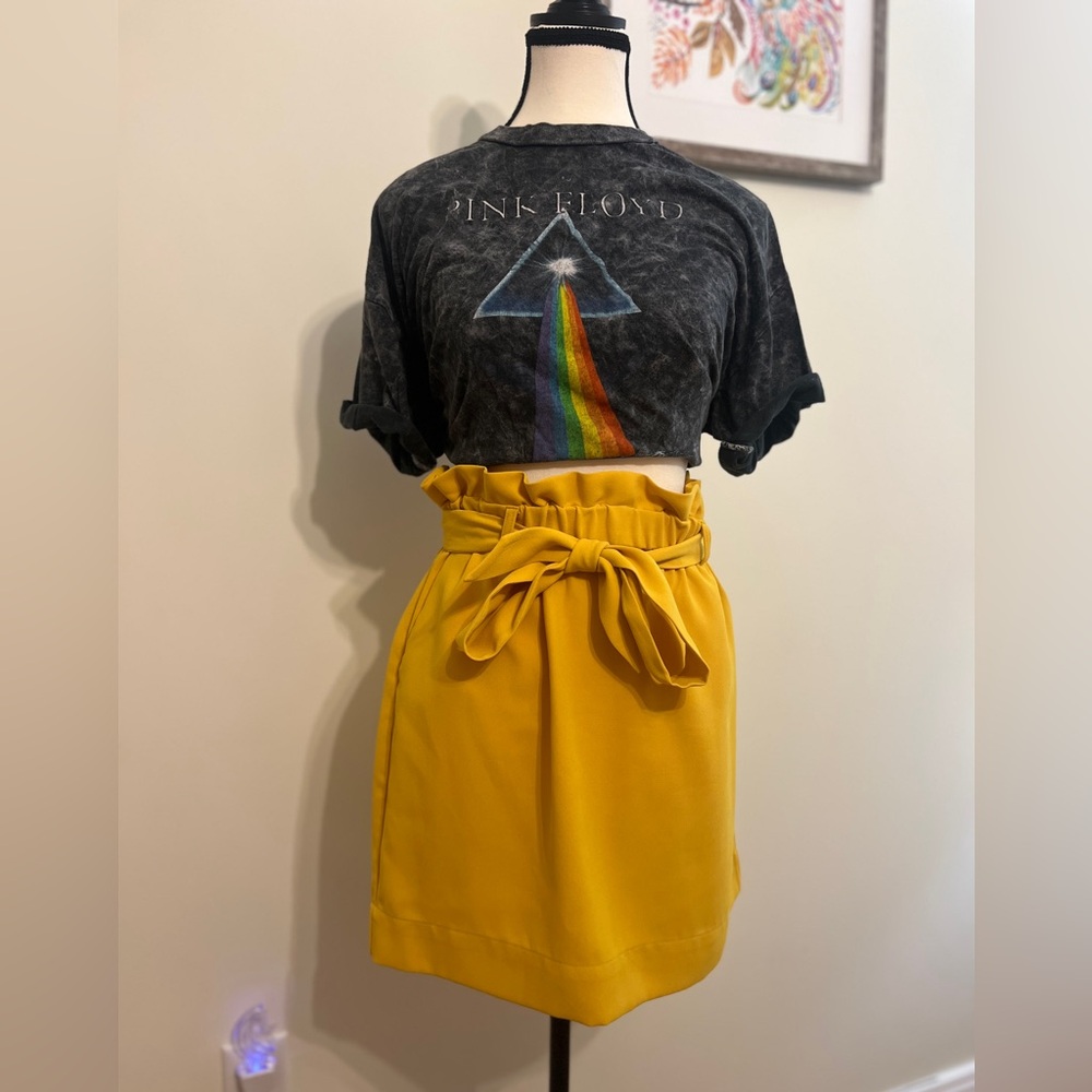 Express Yellow Mini Skirt with Bow Detail & POCKETS!